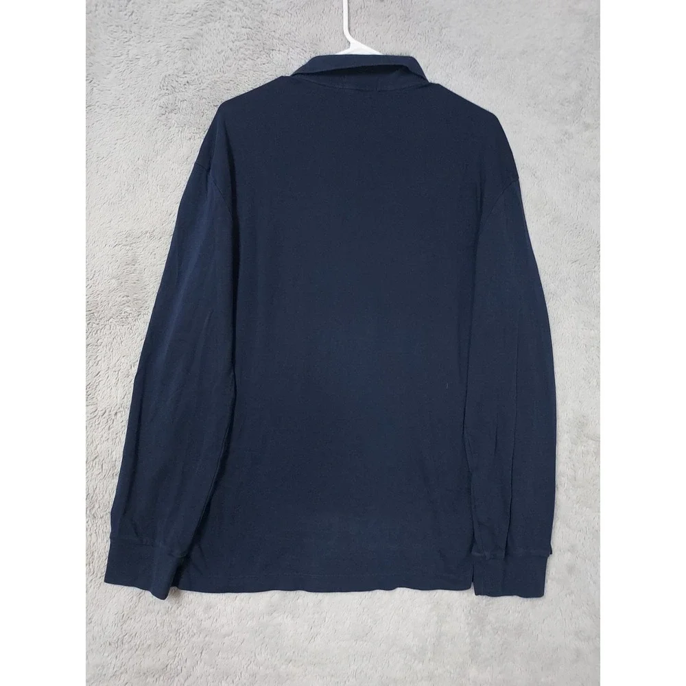 Polo Ralph Lauren Shirt Men XL Pima Soft Touch Long Sleeve Navy Blue  Flesh Pony